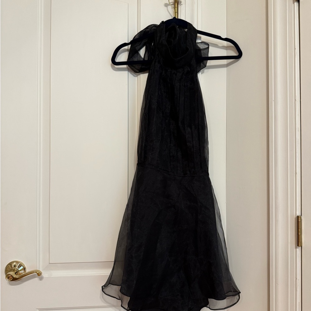 NWT Lovers + Friends Black Halter Babydoll Mini Dress size M - Picture 6 of 8